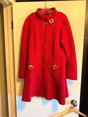 Quilted Red Women's Ponte A-Line Jacket - Unknown Brand